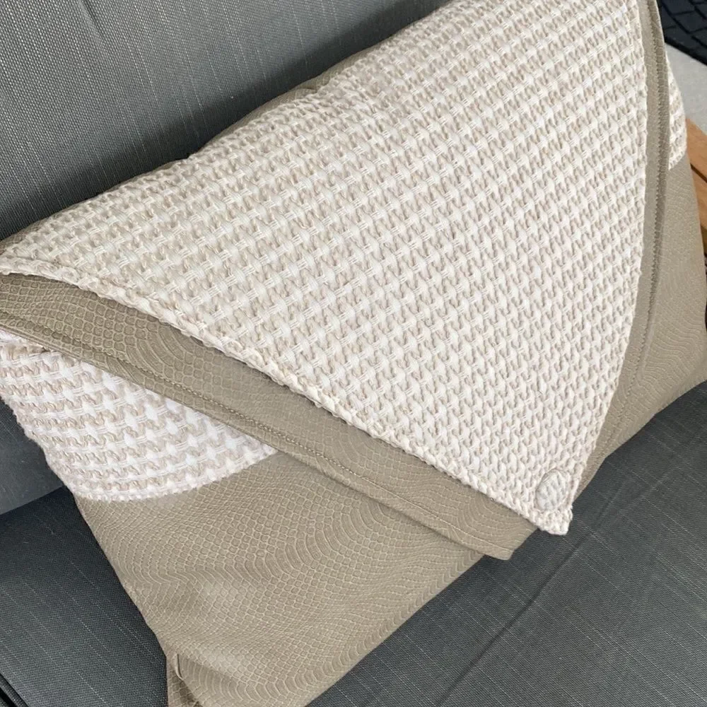 Custom-Made High End Faux Leather & Fabric Accent Pillow (1)